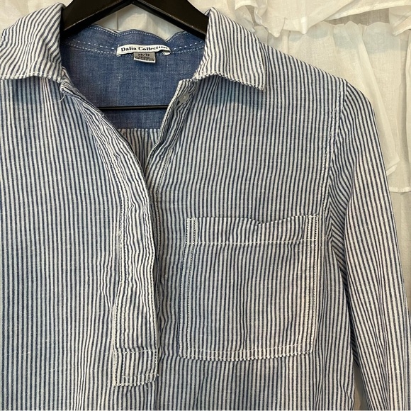 Dalia Collection Stripe Adjustable Sleeve Shirt - Size XS - Picture 2 of 11